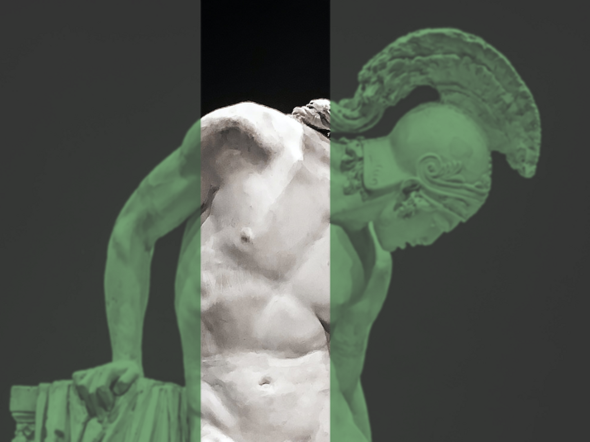 Photo of a Greek statue looking down