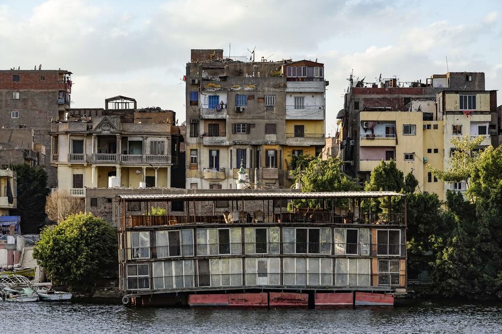 Photo of a houseboat floating on the Nile