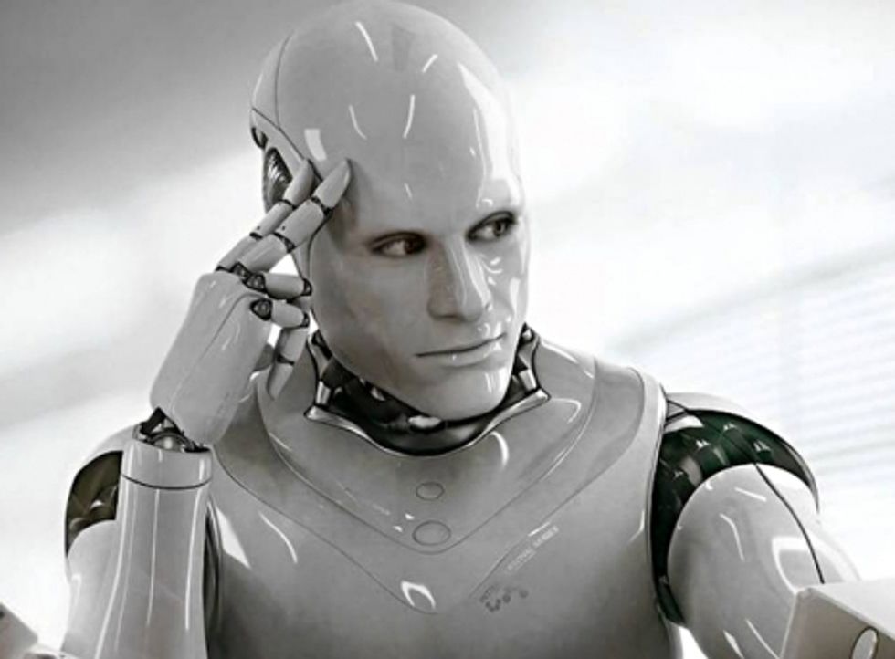 Photo of a humanoid robot in a thinking pose