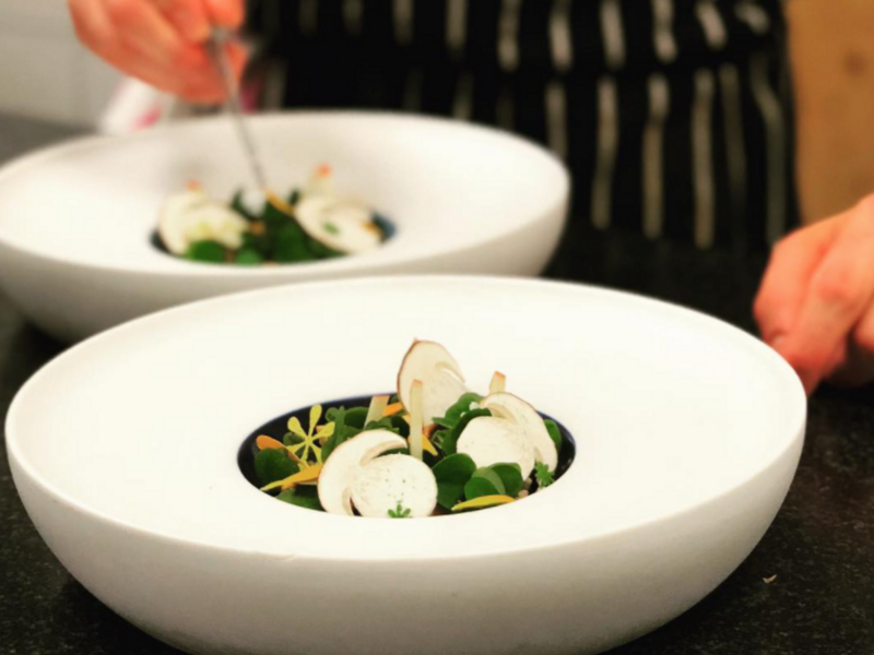 Photo of a local vegetables-based dish by French Michelin-starred chef Emmanuel Renaut