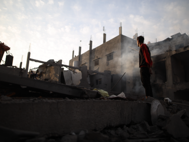 Photo of a man watching on at the Nuseirat refugee camp in central Gaza Strip, on Nov. 2.