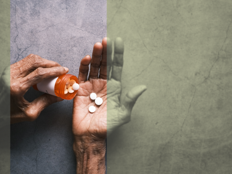 Photo of a person taking medication