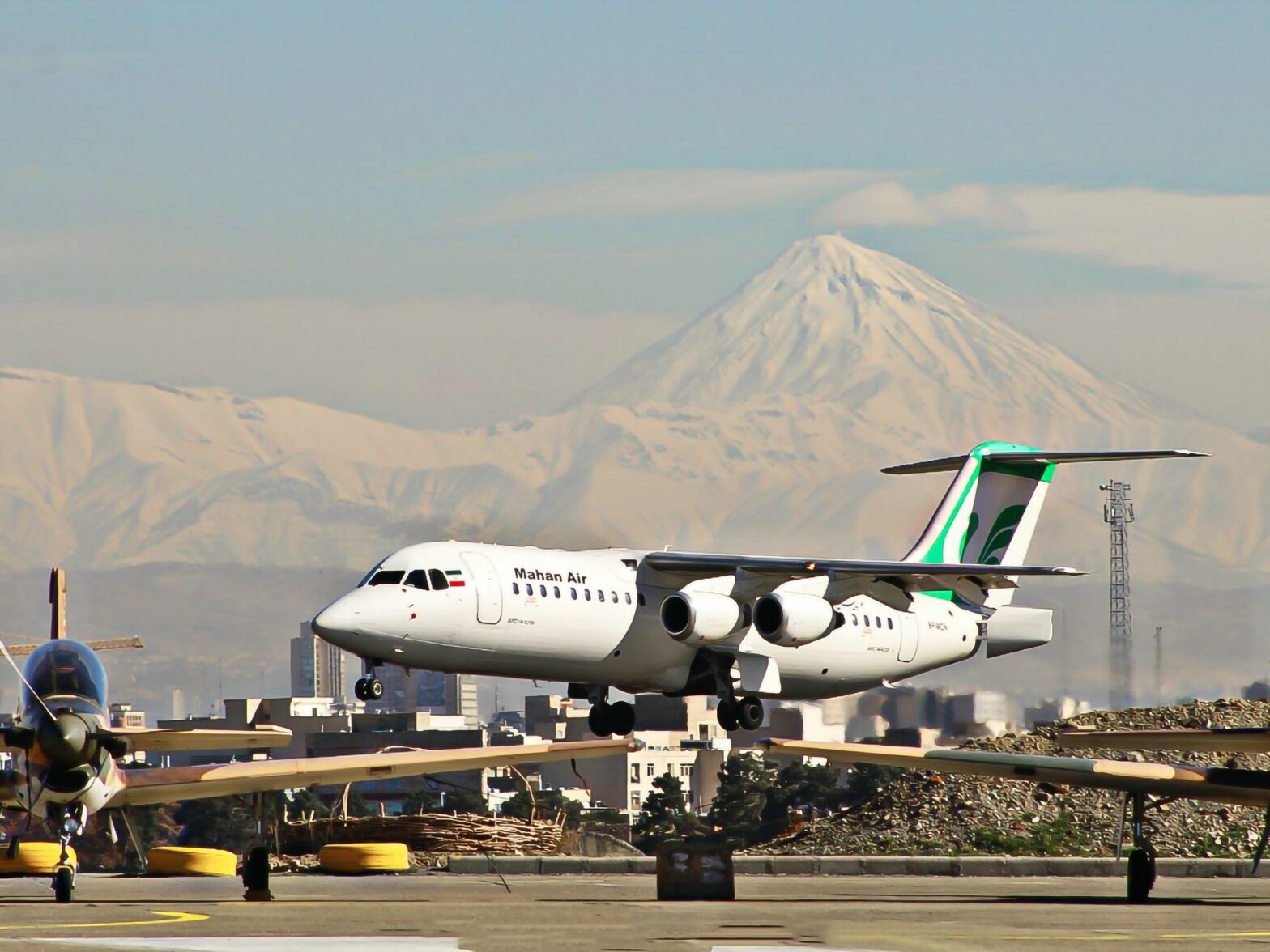 Photo of a plane landing at Tehran airport