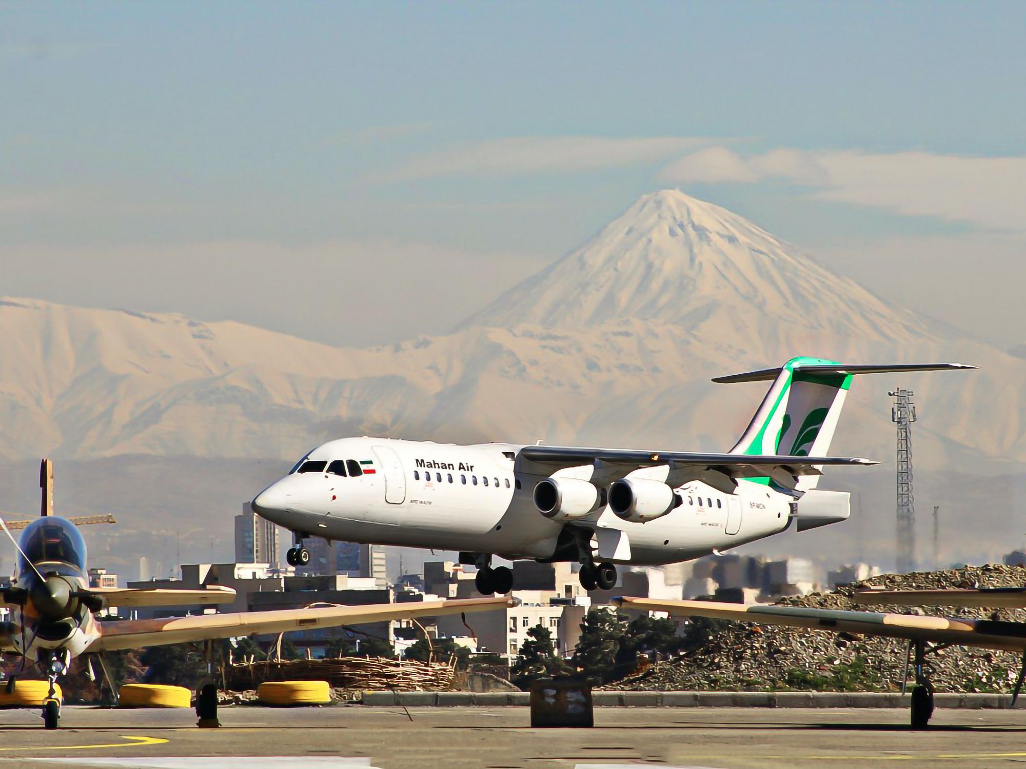 Photo of a plane landing at Tehran airport