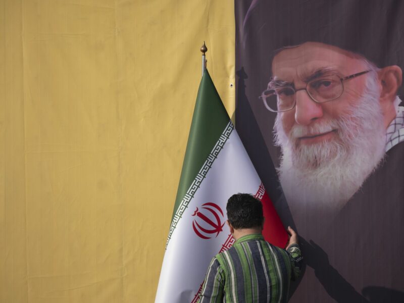 photo of a poster of ali khamenei