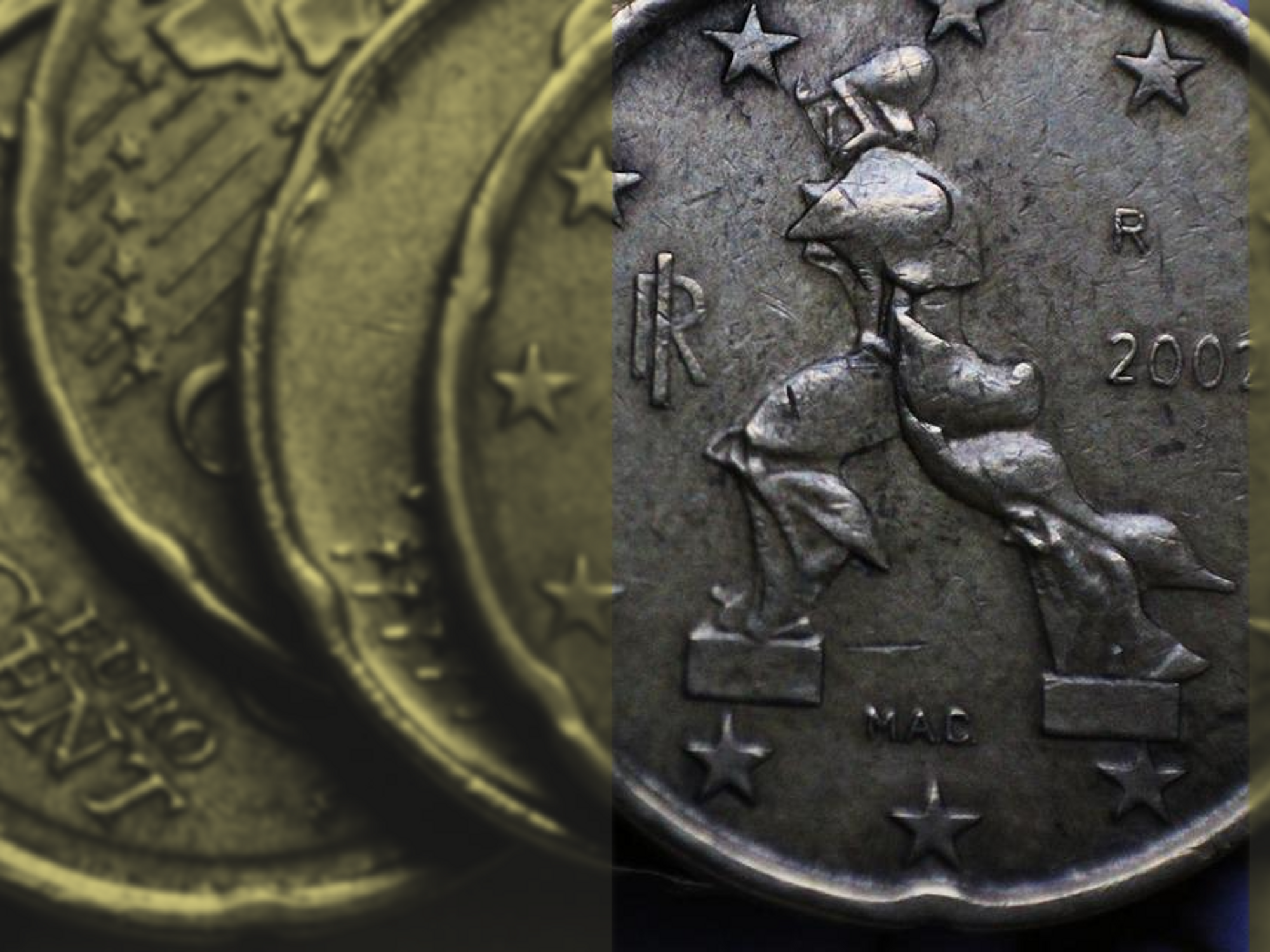 Photo of a stack of Italian 20 cent coins