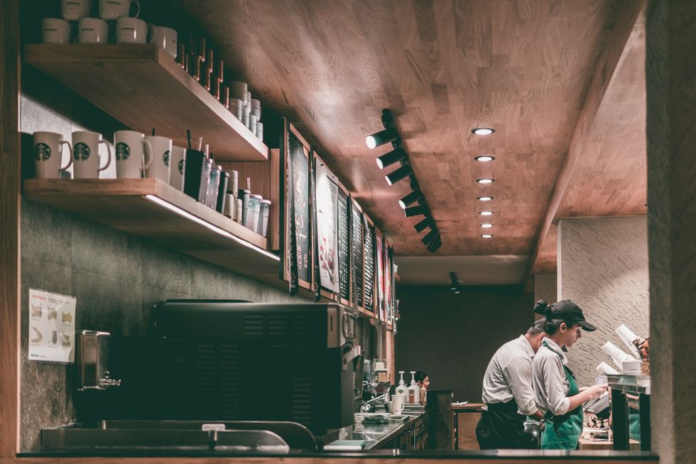 Photo of a Starbucks employee working in Bandra, India