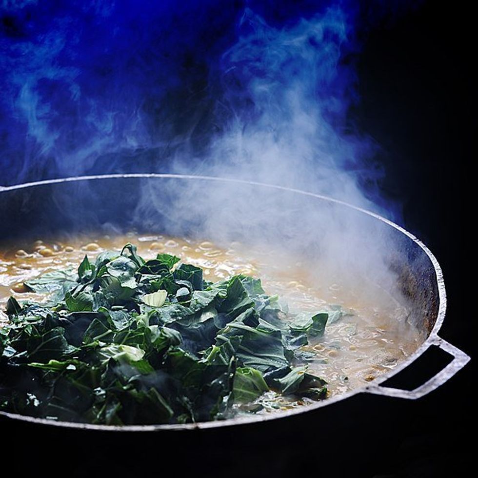 Photo of a stew of green vegetables