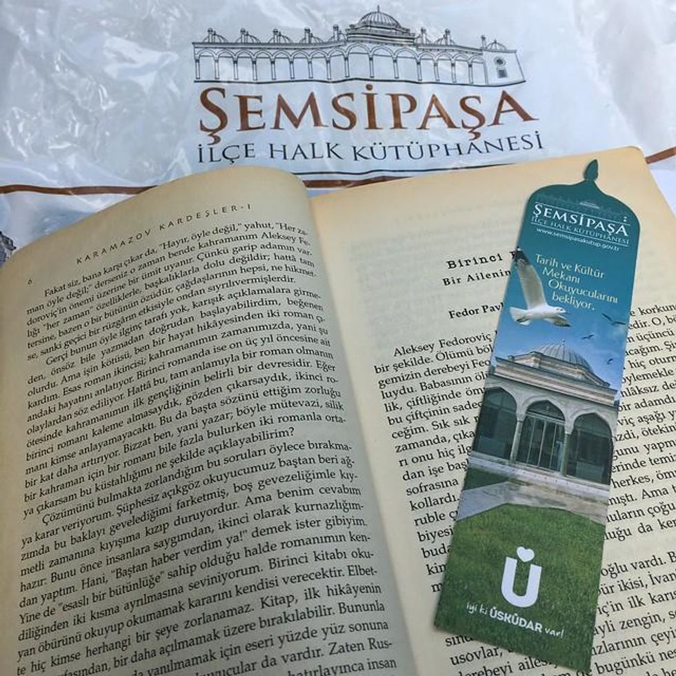 photo of a turkish book open with a book marker