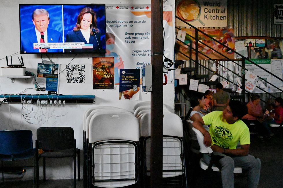 photo of a tv playing debate