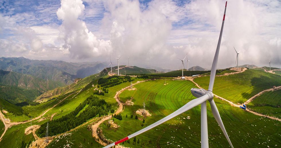 Photo of a wind turbines in Guangling County, Shanxi, China