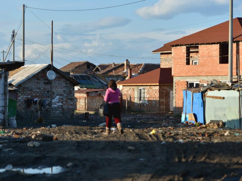Photo of a woman seen walking through Fakulteta in Sofia, Bulgaria