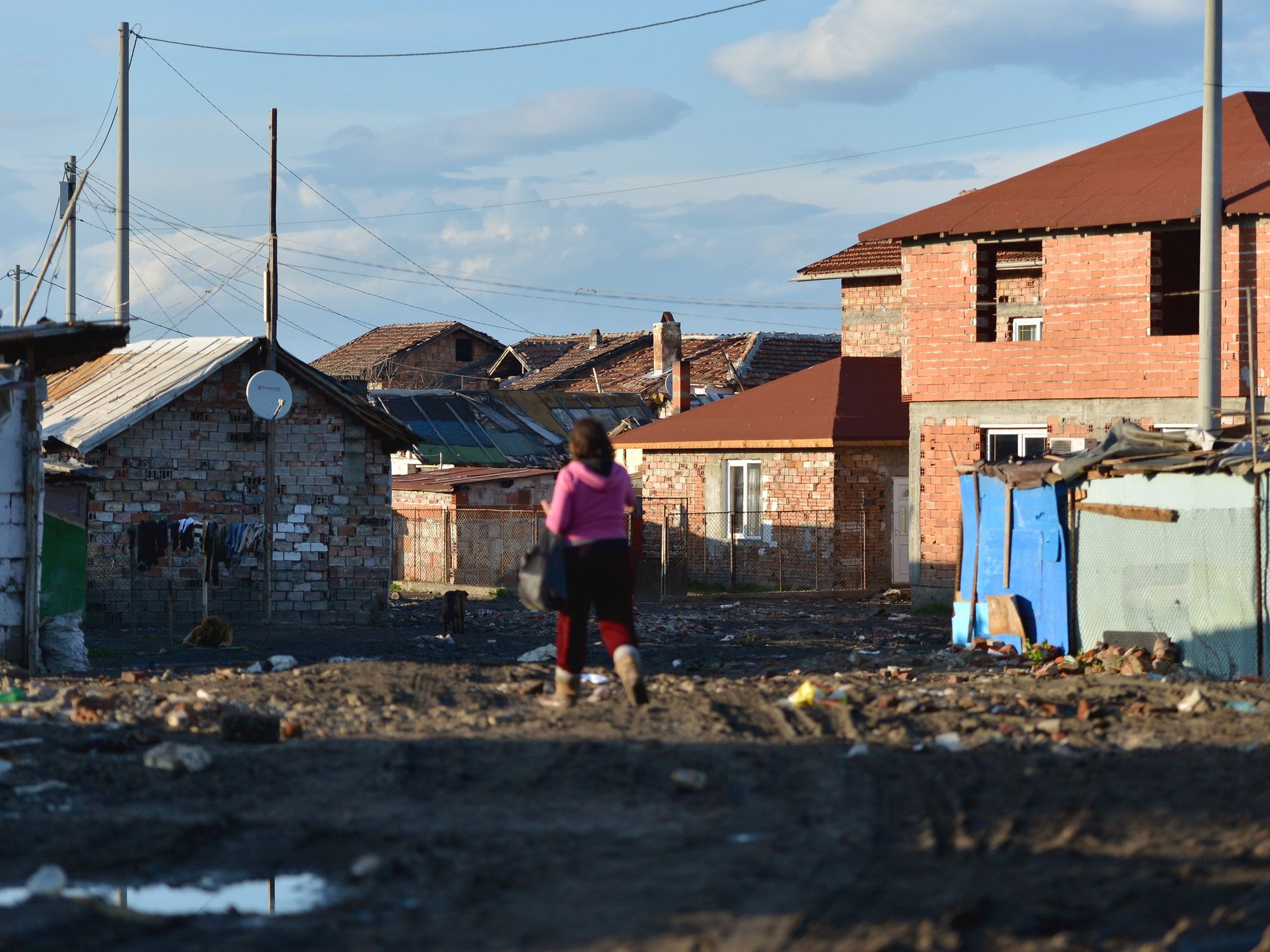 Photo of a woman seen walking through Fakulteta in Sofia, Bulgaria