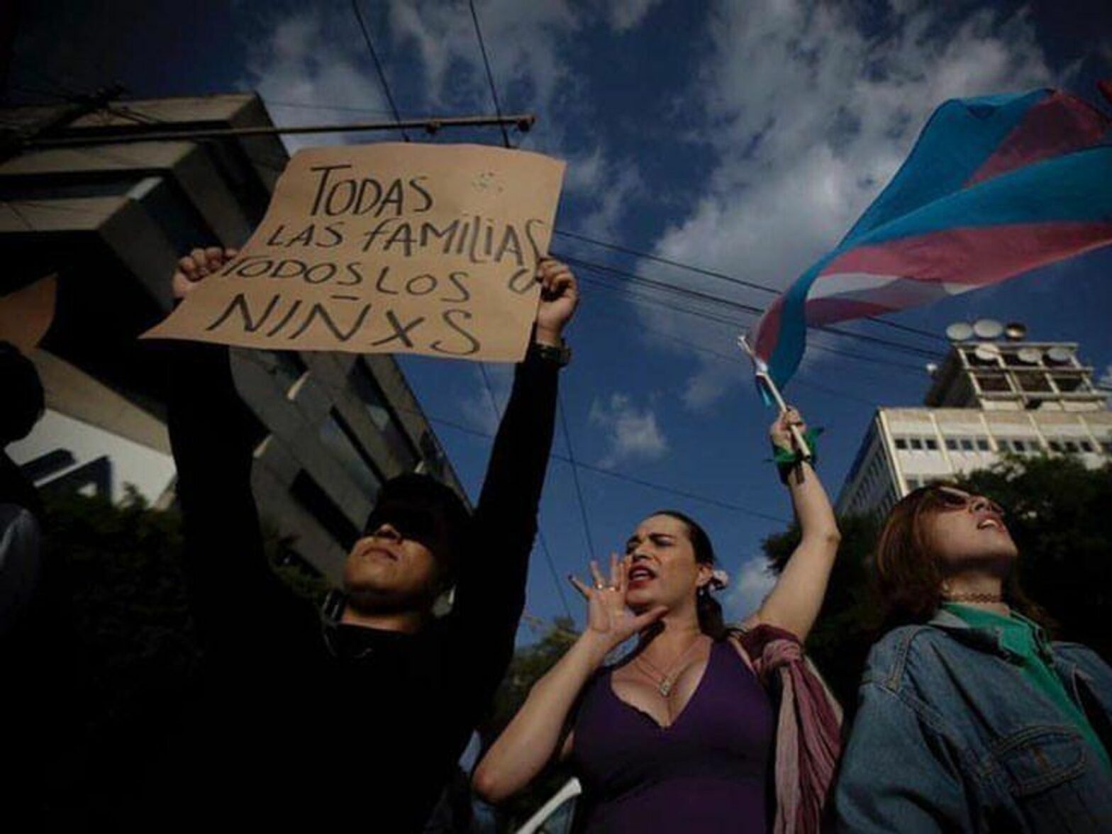 Photo of activist Candance Chávez protesting for trans rights