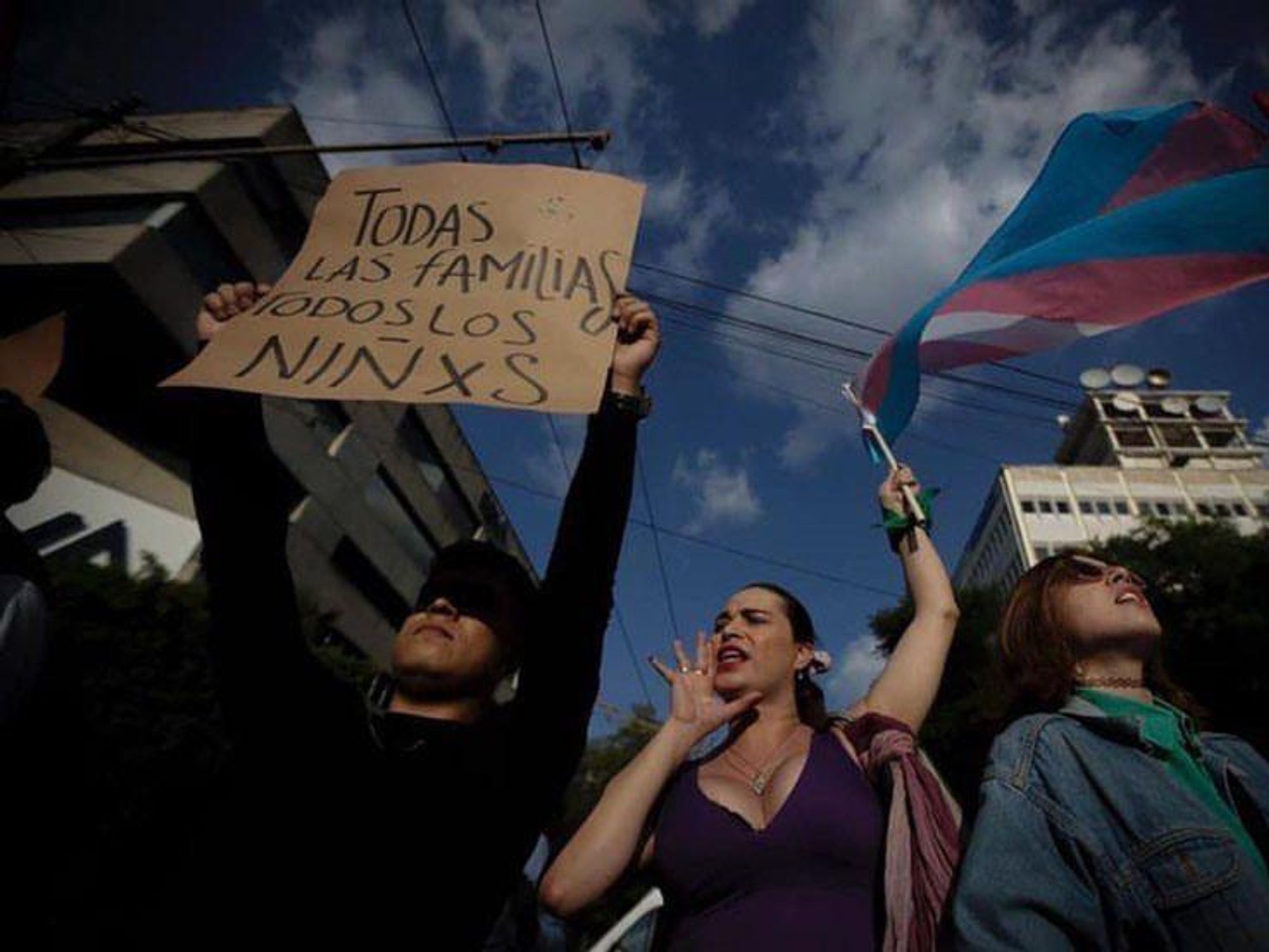 Photo of activist Candance Chávez protesting for trans rights