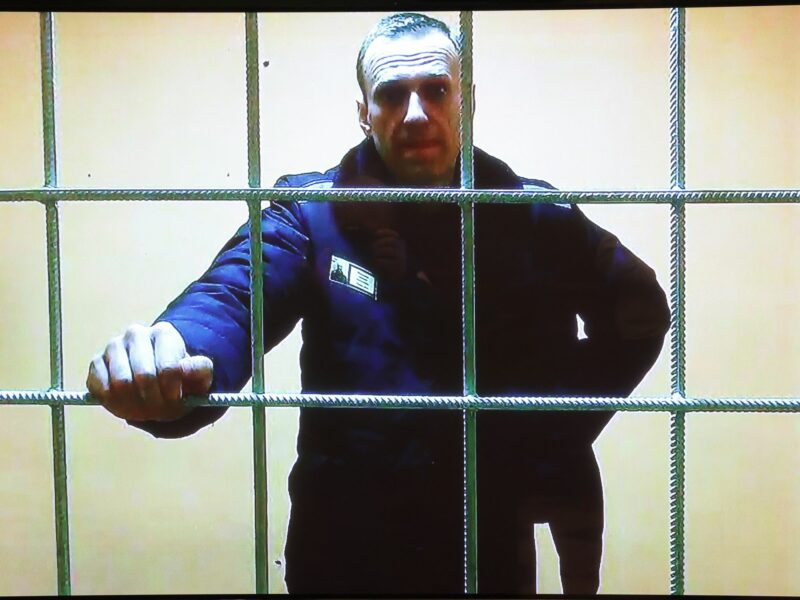 Photo of Alexei Navalny behind bars at the corrective penal colony in Pokrov