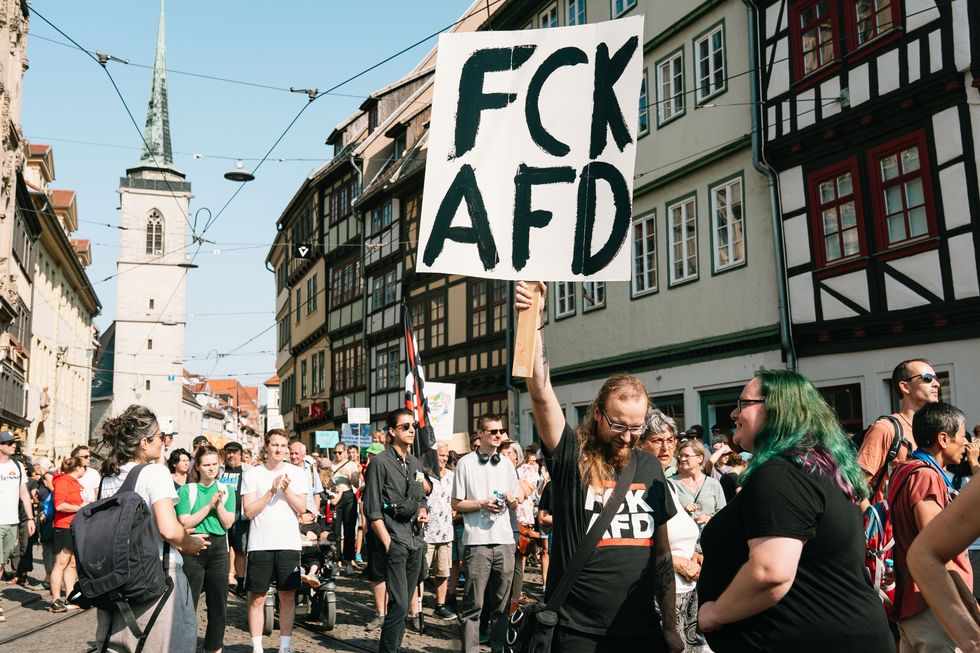 Photo of an antifascist demonstration in Germany on the day before the elections.