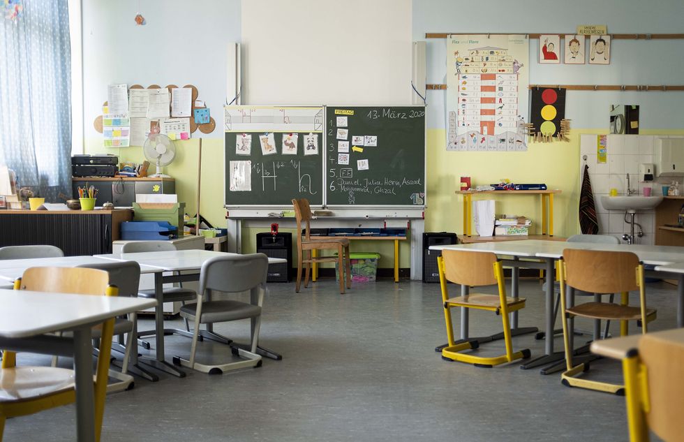 Photo of an empty classroom at a primary school in Germany
