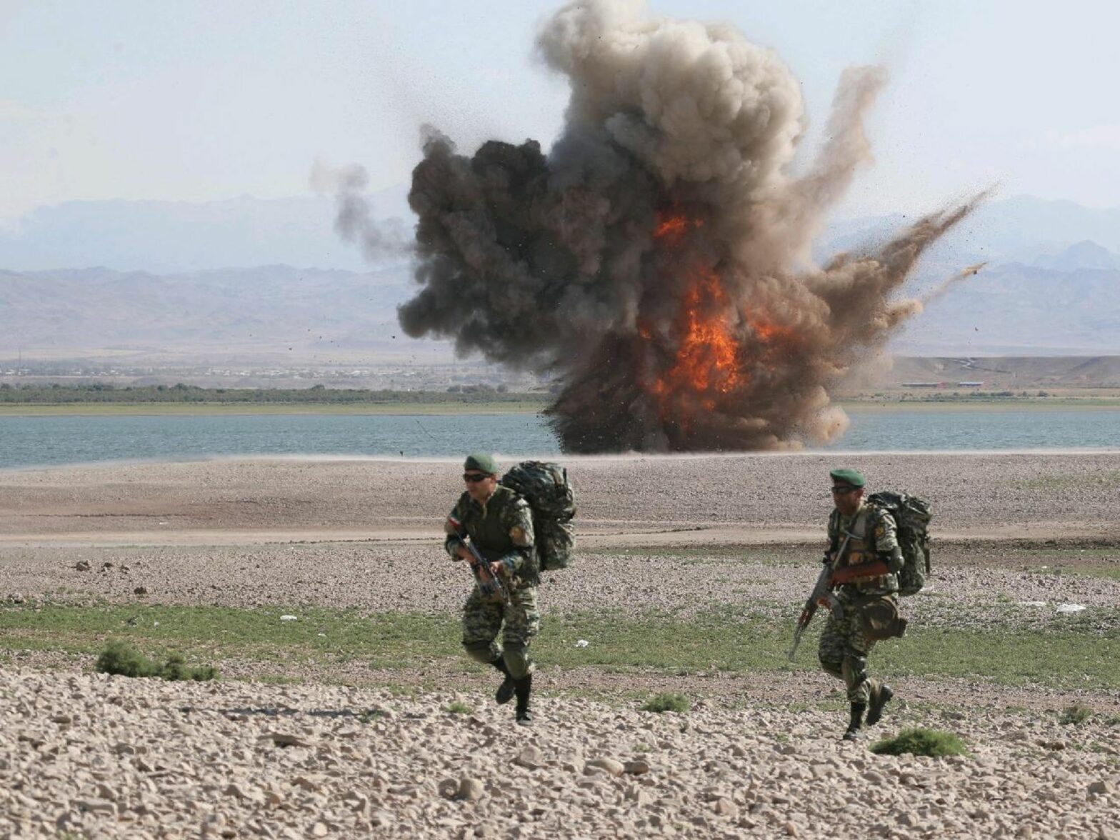 Photo of an explosion during Iranian military exercises near the Azerbaijan border.