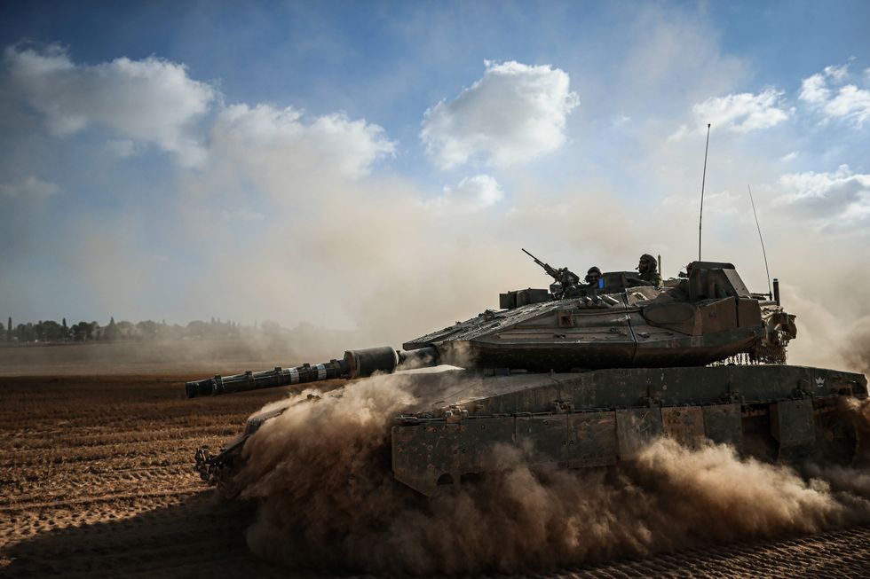 Photo of an Israeli tank operating near Rafah, Gaza, on May 29
