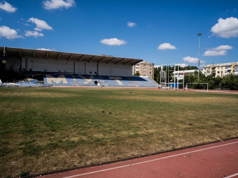 Photo of an Olympic stadium destroyed by a missile attack in Donetsk Oblast