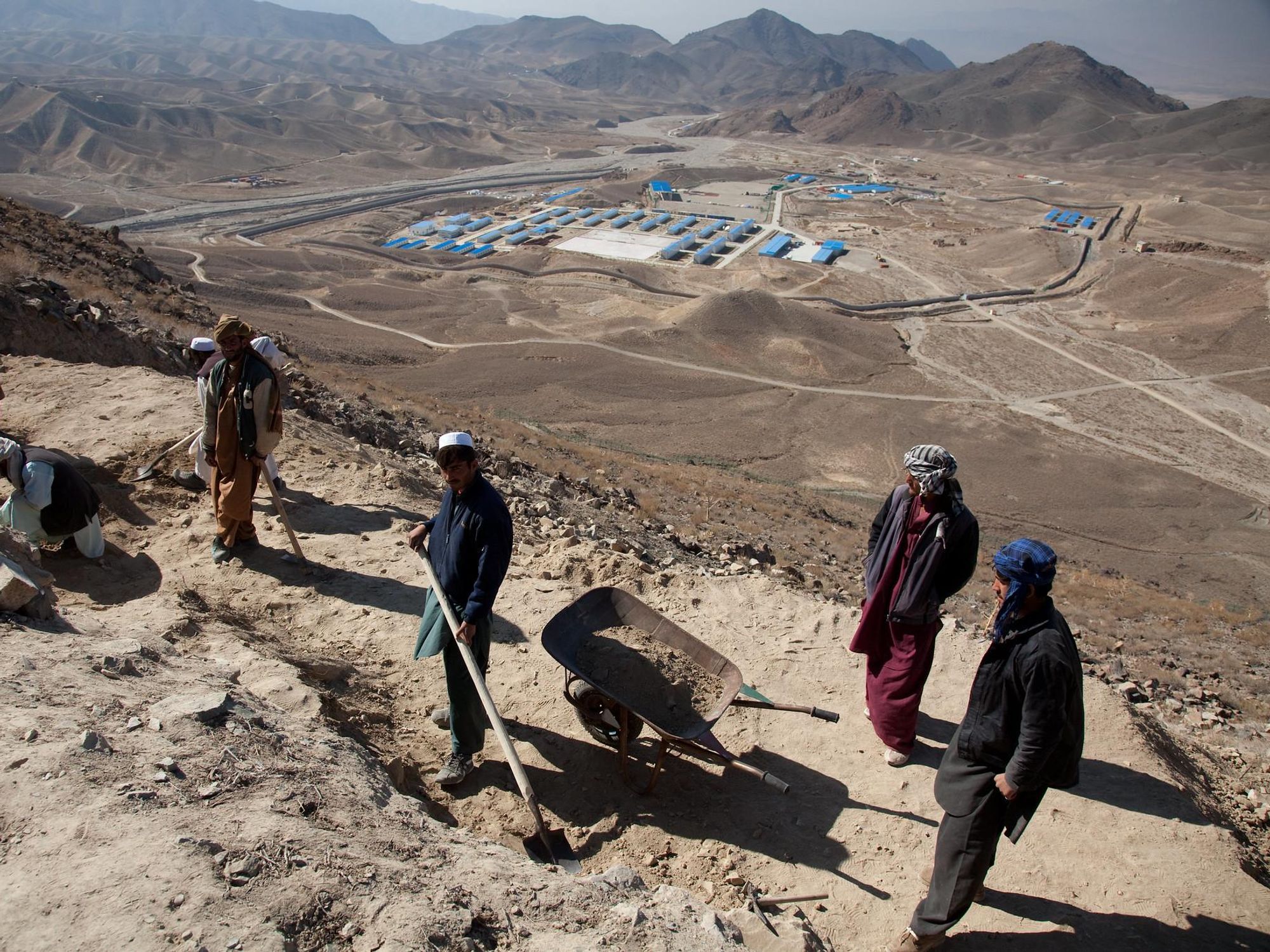 Photo of archeologists at work in Mes Ainak, south of Kabul, before Chinese state owned mining company MCC starts building a new project.
