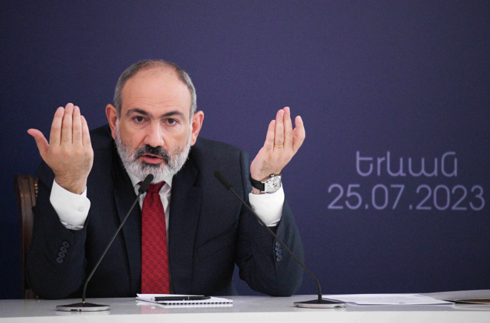 Photo of Armenia's Prime Minister Nikol Pashinyan in Yerevan on July 25, 2023.