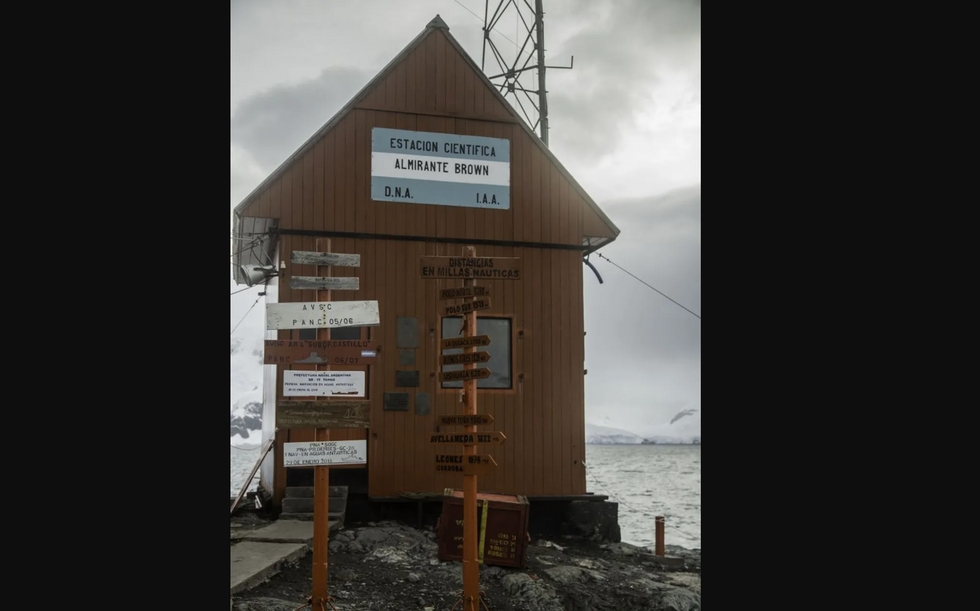 Photo of barracks at ​Argentina's Antarctic base Almirante Brown, Paradise Bay