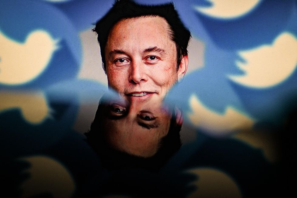 Photo of billionaire Elon Musk with Twitter logo