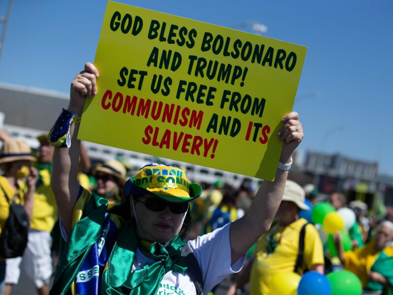 Photo of Bolsonaro and Trump supporters in Brasilia, Brazil