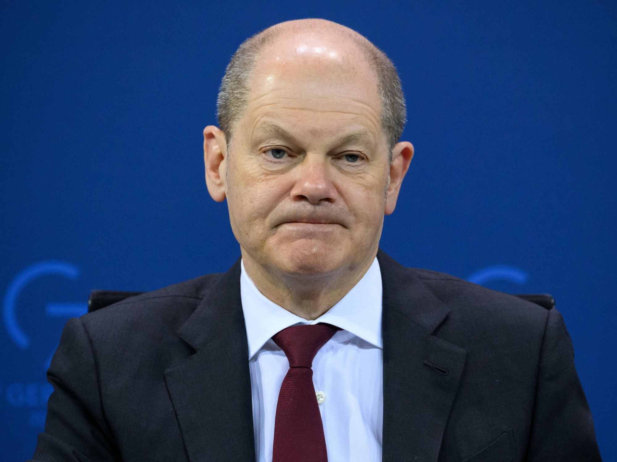Photo of Chancellor Olaf Scholz (SPD) speaks at a press conference