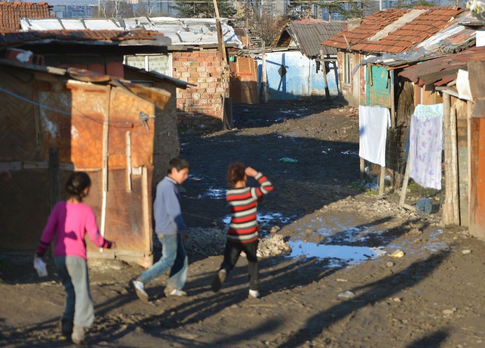 Photo of children walking around the Roma quarter Fakulteta in Sofia, Bulgaria