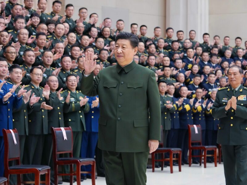 Photo of Chinese President Xi Jinping meeting with troops stationed in north China's Tianjin Municipality on Feb. 2.