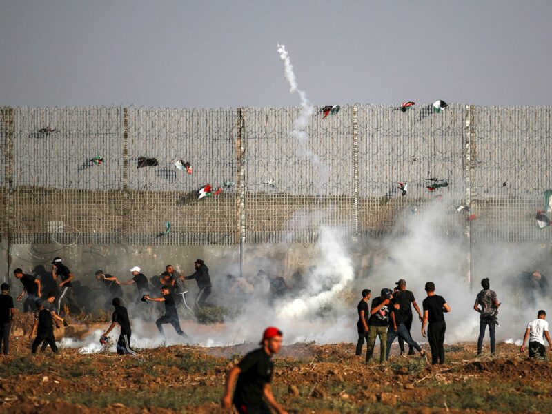 Photo of clashes near the Israel-Palestine border wall on Sept. 1