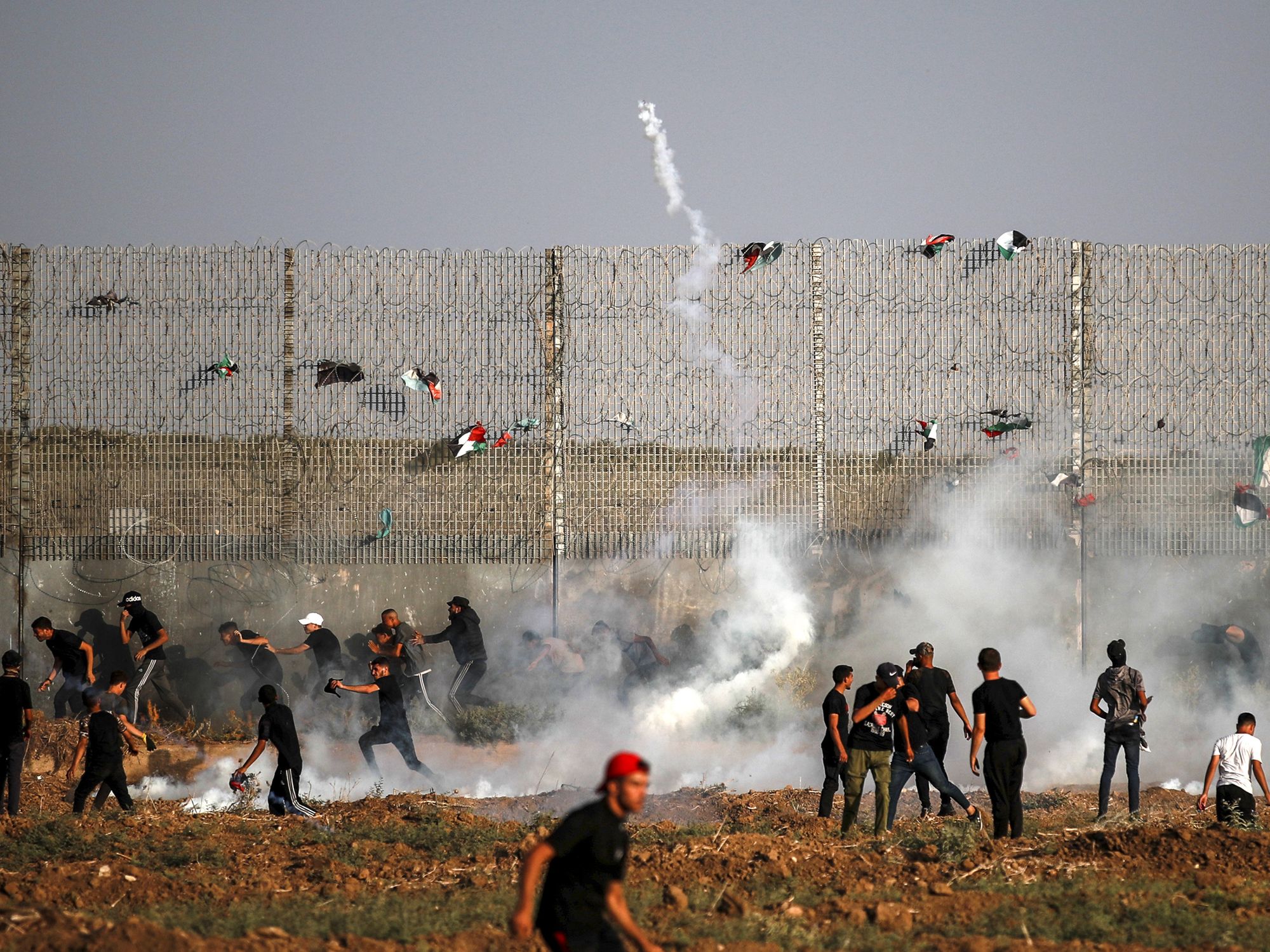 Photo of clashes near the Israel-Palestine border wall on Sept. 1