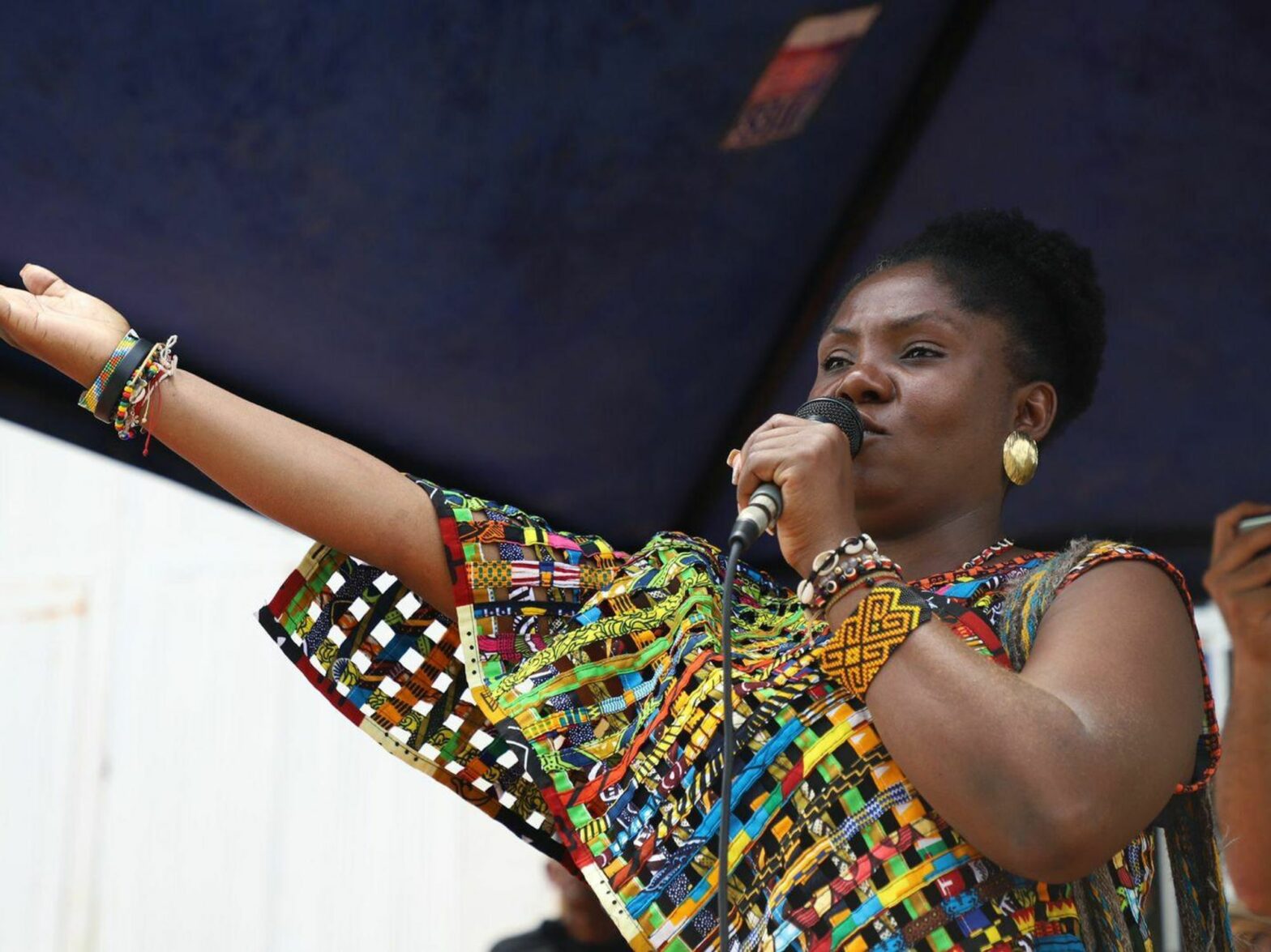 Photo of Colombian politician Francia Marquez wearing a colorful dress