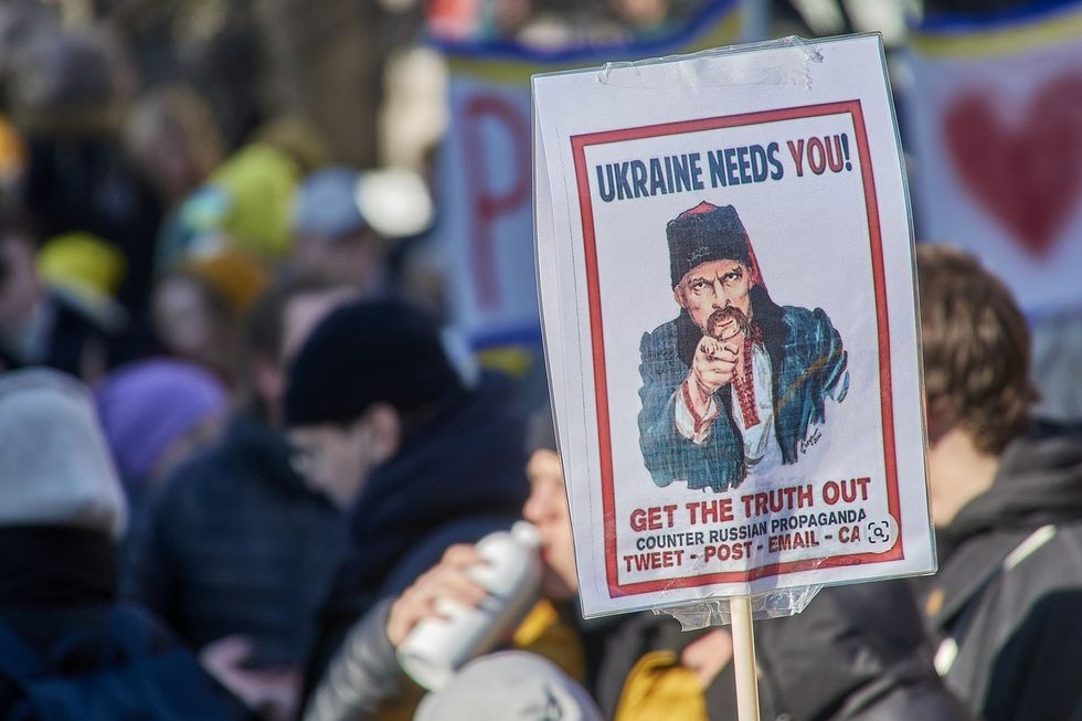 Photo of counter Russian propaganda poster