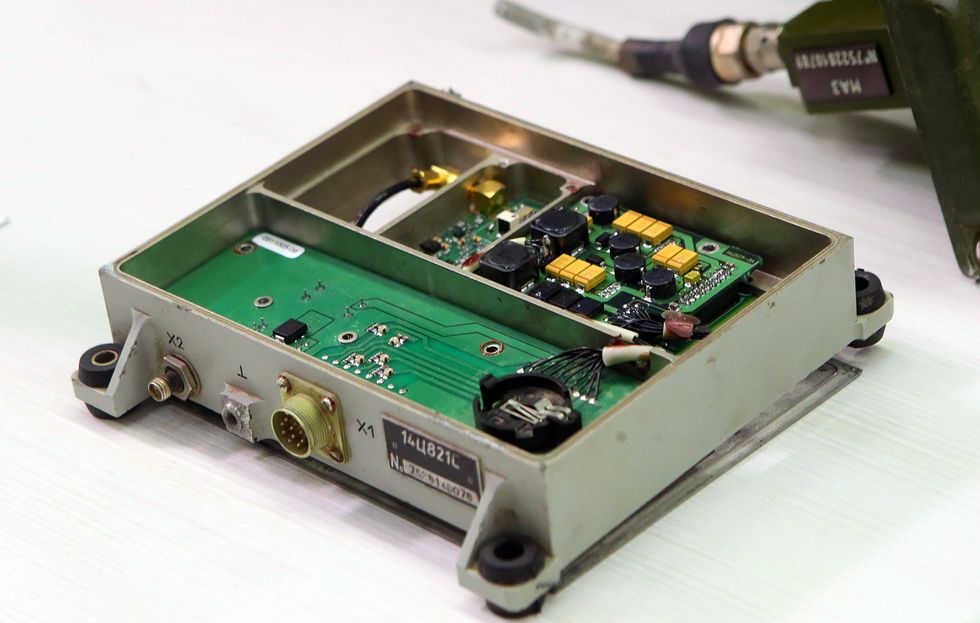 Photo of device on show to demonstrate the use of foreign components by Russian troops