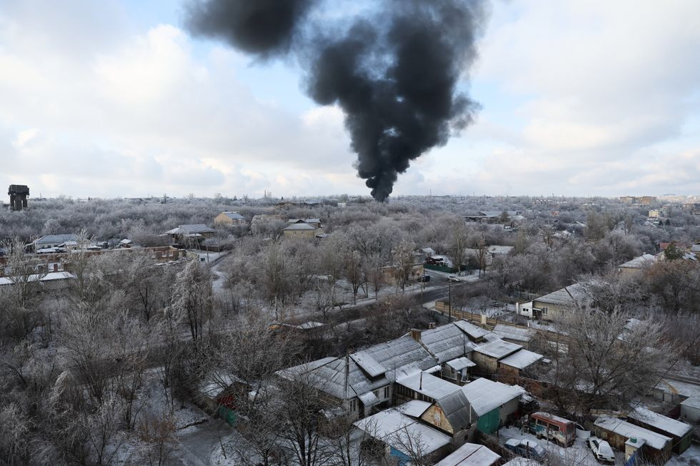 photo of ​An oil depot ablaze in Donetsk, Ukraine