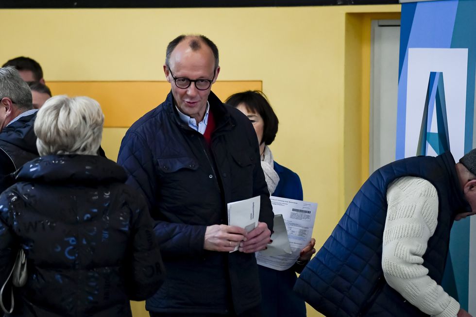 Photo of ​CDU/CSU Chancellor-to-be Friedrich Merz voting in Arnsberg on Feb. 23