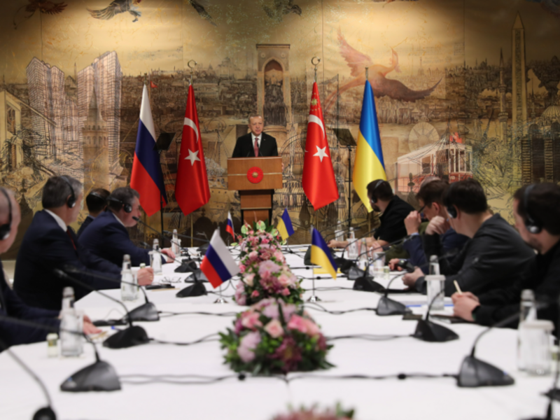 Photo of ​Erdogan speaking at the Ukraine-Russia peace talks in Istanbul