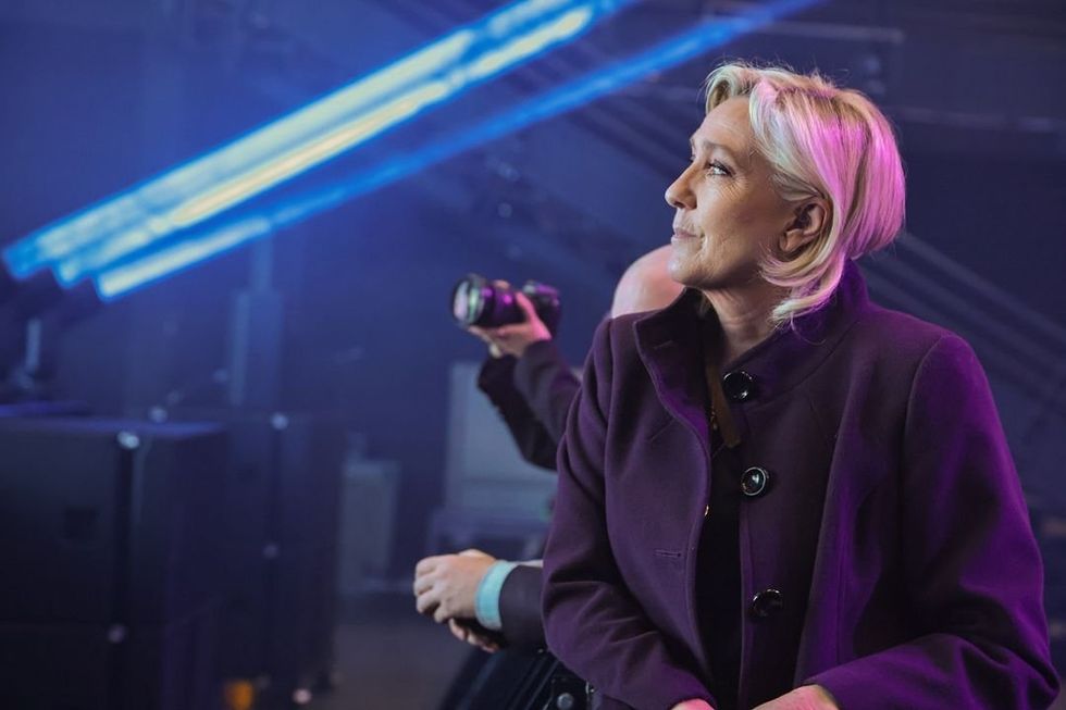 Photo of ​Marine Le Pen at a recent Rassemblement National rally in Paris