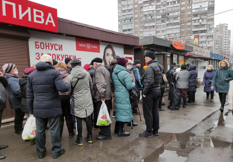 Photo of ​People queuing at a grocery store in Kyiv