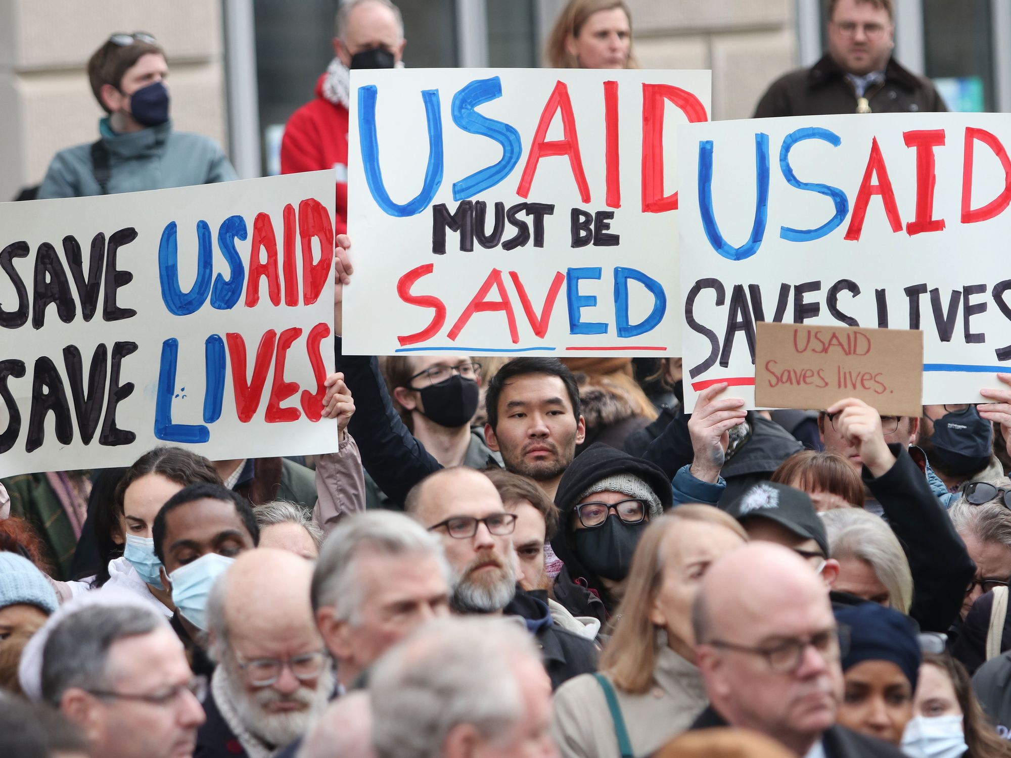 photo of ​Protesters on Monday outside the USAID headquarters