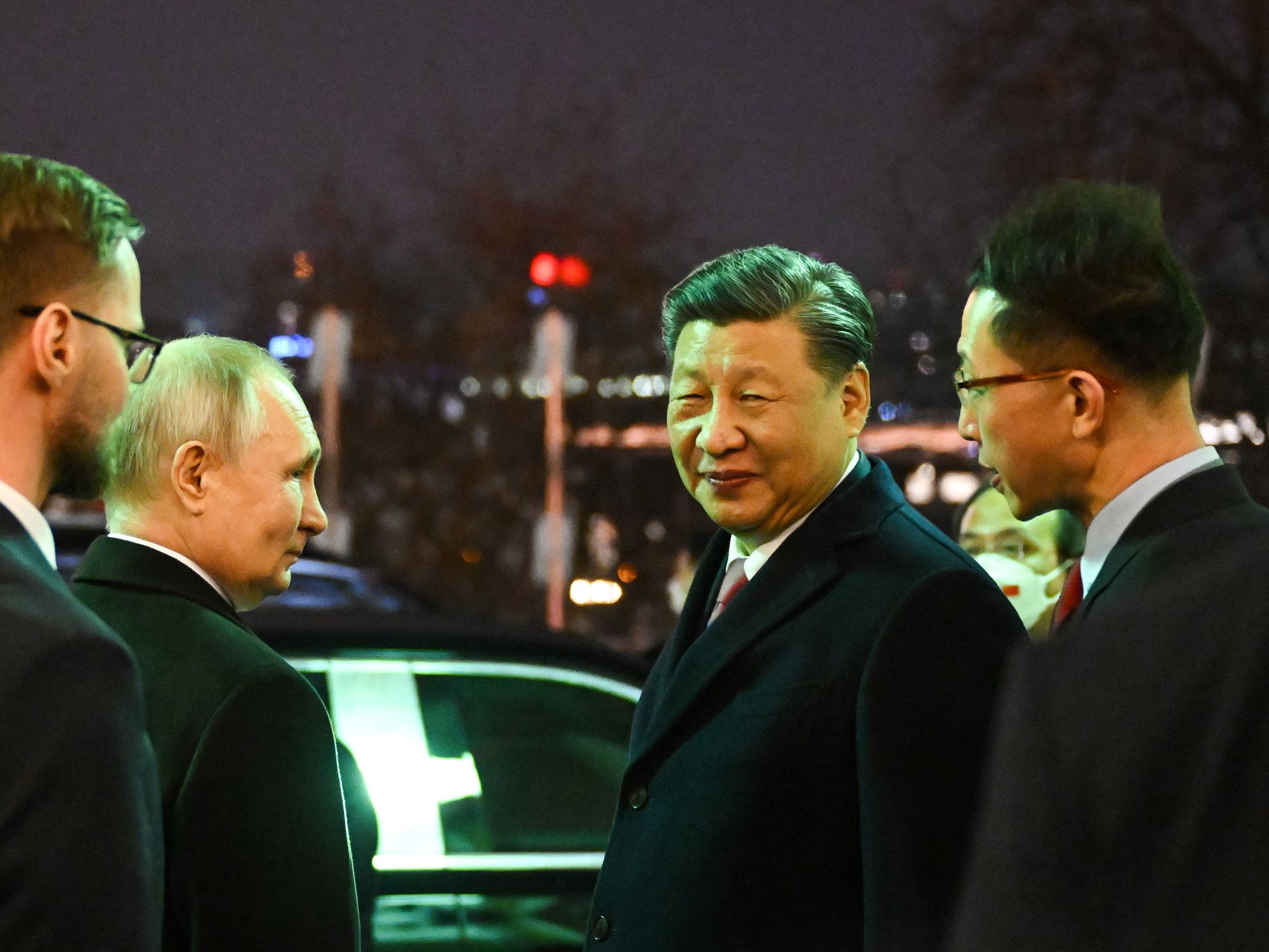 Photo of ​Russia's President Vladimir Putin and China's President Xi Jinping in Moscow during the Chinese leader's state visit to Russia.