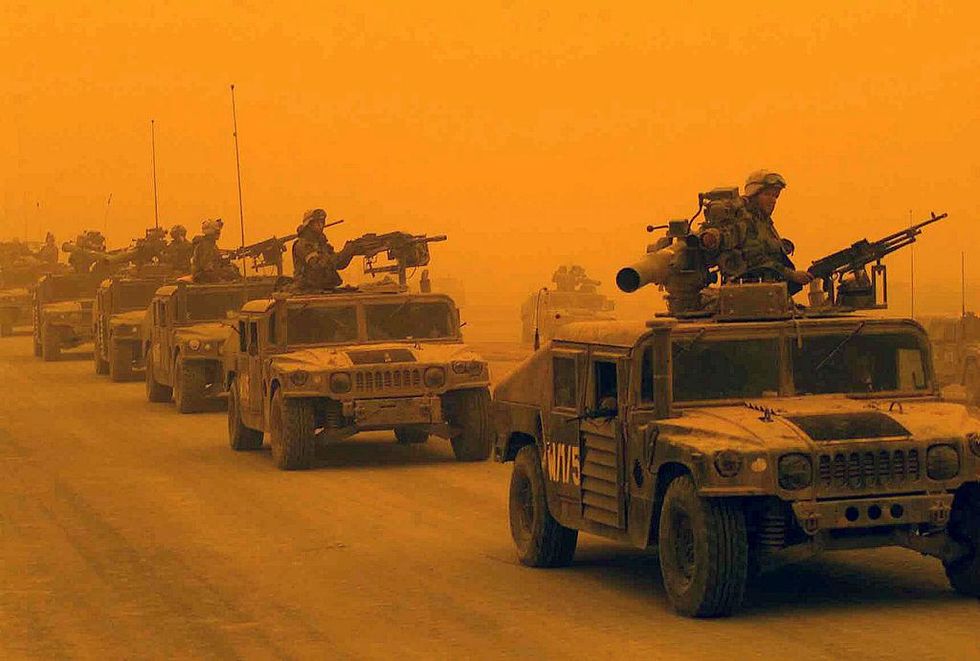 Photo of ​U.S. troops arriving in northern Iraq during a sandstorm in March 2003
