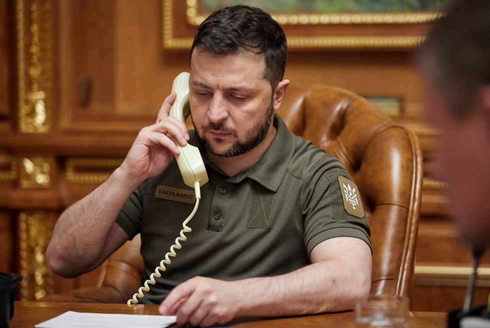 Photo of ​Ukrainian President Zelensky on the phone with U.S. President Biden on June 15