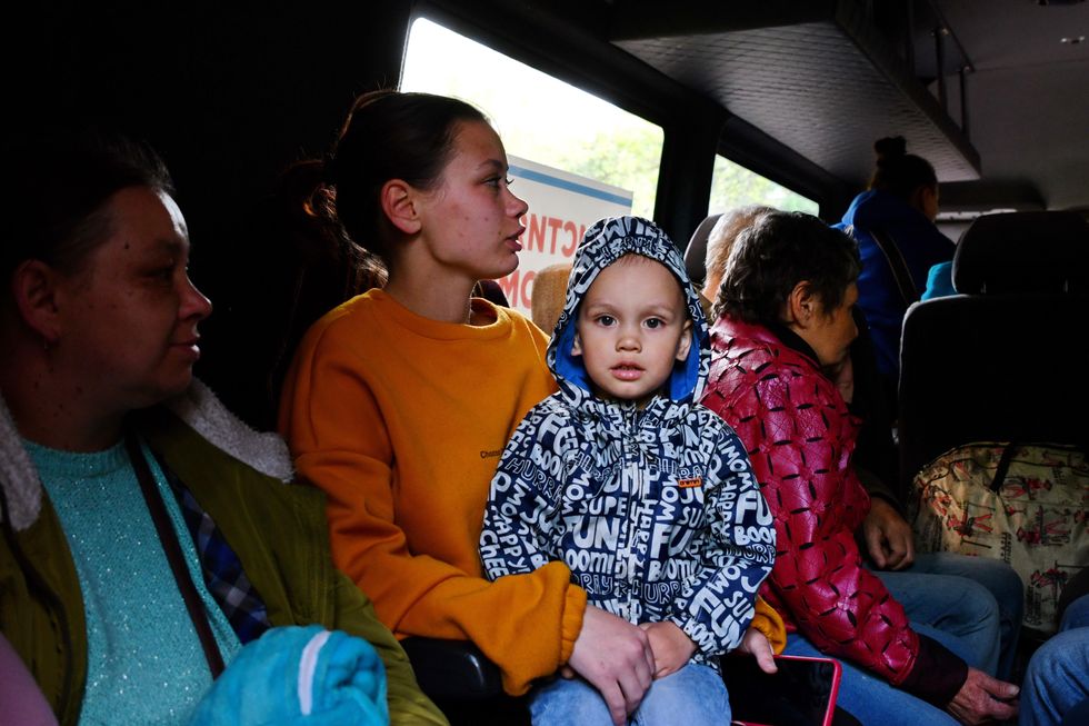 Photo of ​Ukrainian refugees in an evacuation bus from Kramatorsk to Dnipro on May 9