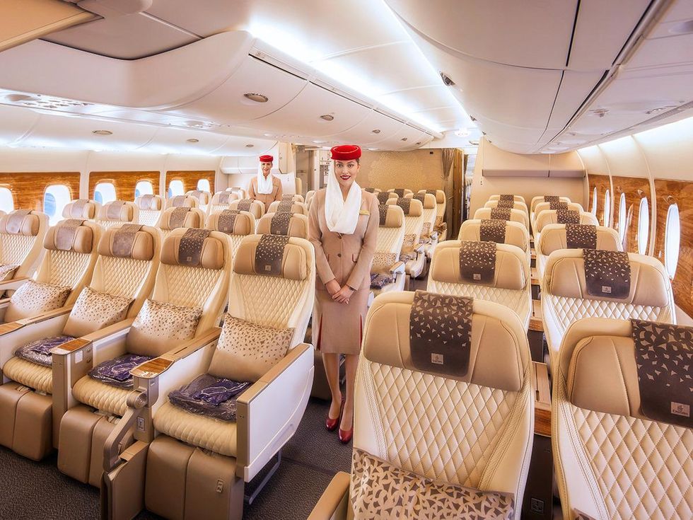 Photo of Emirates staff inside one of the fleet's Premium Economy Class