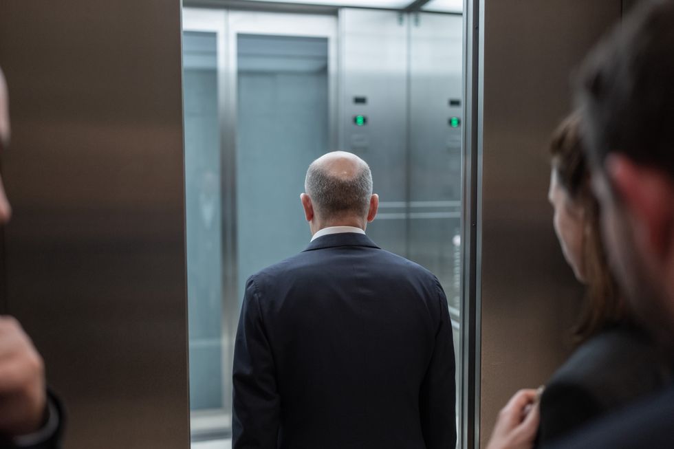 Photo of Federal Chancellor Olaf Scholz (SPD), getting into the elevator after the parliamentary group meeting